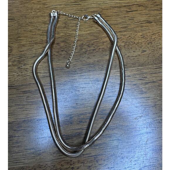 Vintage Lightweight 2 Strand Gold Tone Snake Chain 13” Choker Collar Necklace - Picture 3 of 4